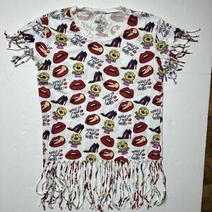 On Fire Brand Shirt LIPS Logo Themed Multicolor Women Size XL